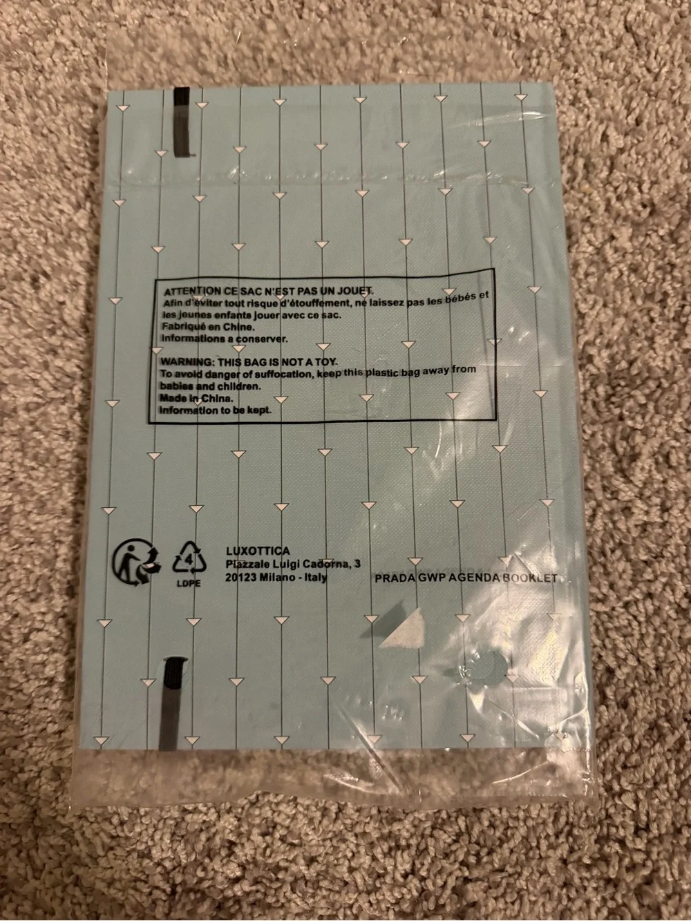 Prada Blue Hardcover Notebook with Black Elastic